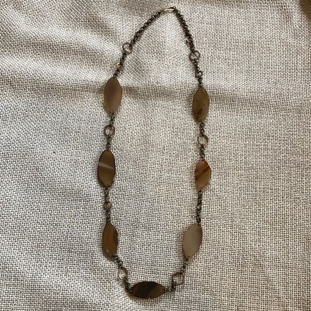 Vintage chunky agate necklace 36” long